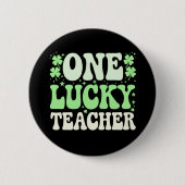 One Lucky Teacher Groovy Retro Teacher St Patricks Button (Vorderseite)