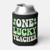 One Lucky Teacher Groovy Retro Teacher St Patricks Dosenkühler (Kanne Vorderseite)