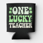 One Lucky Teacher Groovy Retro Teacher St Patricks Dosenkühler (Vorderseite)