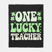 One Lucky Teacher Groovy Retro Teacher St Patricks Fleecedecke (Vorderseite)