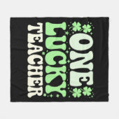 One Lucky Teacher Groovy Retro Teacher St Patricks Fleecedecke (Vorderseite (Horizontal))