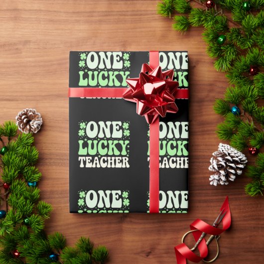 One Lucky Teacher Groovy Retro Teacher St Patricks Geschenkpapier (Feiertagsgeschenk)