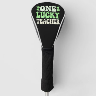 One Lucky Teacher Groovy Retro Teacher St Patricks Golf Headcover