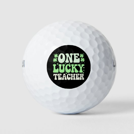 One Lucky Teacher Groovy Retro Teacher St Patricks Golfball (Vorderseite)