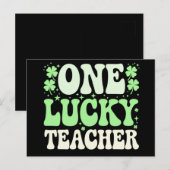 One Lucky Teacher Groovy Retro Teacher St Patricks Postkarte (Vorne/Hinten)