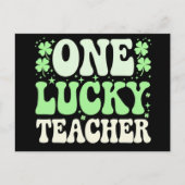 One Lucky Teacher Groovy Retro Teacher St Patricks Postkarte (Vorderseite)
