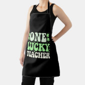 One Lucky Teacher Groovy Retro Teacher St Patricks Schürze (InSitu)