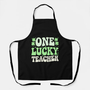 One Lucky Teacher Groovy Retro Teacher St Patricks Schürze