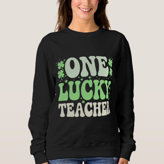 One Lucky Teacher Groovy Retro Teacher St Patricks Sweatshirt (Vorderseite)