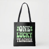 One Lucky Teacher Groovy Retro Teacher St Patricks Tasche (Vorderseite)