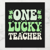 One Lucky Teacher Groovy Retro Teacher St Patricks Weinetikett (Einzelnes Label)