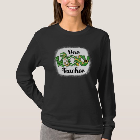 One Lucky Teacher Irish Gnome Leopard Patricks Day T-Shirt (Vorderseite)