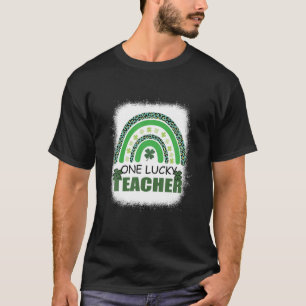 One Lucky Teacher Leopard Rainbow St Patrick's Day T-Shirt