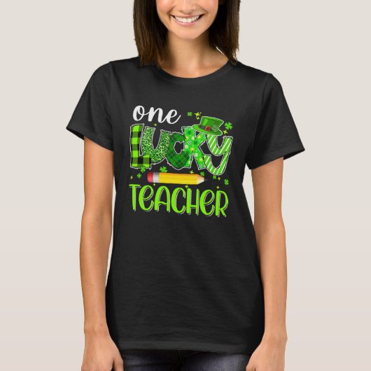 One Lucky Teacher Pencil Shamrock St Patricks Day  T-Shirt (Vorderseite)