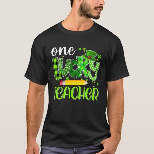One Lucky Teacher Pencil Shamrock St Patricks Day  T-Shirt (Vorderseite)
