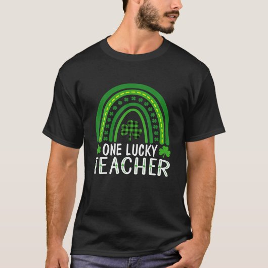 One Lucky Teacher Rainbow Kleeblatt St Patricks Da T-Shirt (Vorderseite)