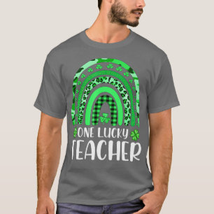 One Lucky Teacher Rainbow Leopard Kleeblatt St Pat T-Shirt