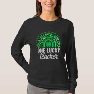 One Lucky Teacher Rainbow Leopard St Patricku2019s T-Shirt
