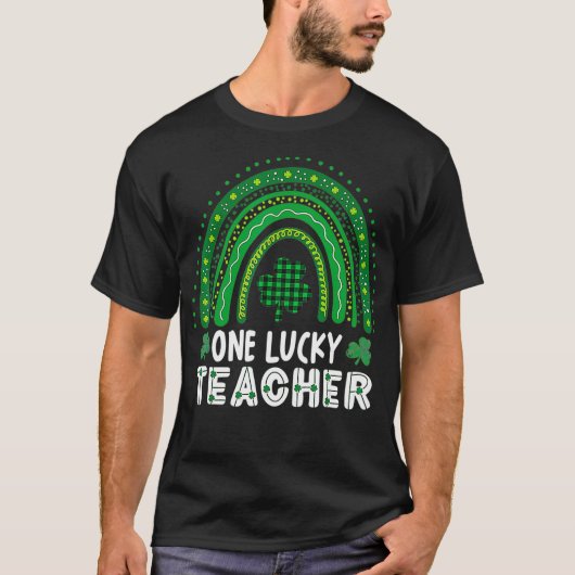 One Lucky Teacher Rainbow St Patricku2019s Day App T-Shirt (Vorderseite)