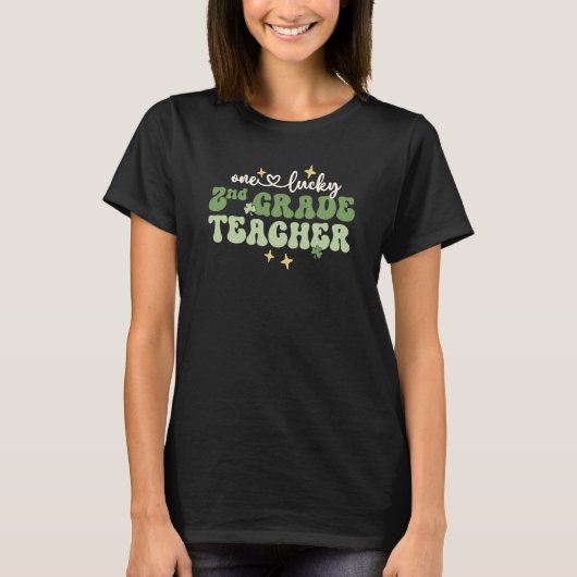 One Lucky Teacher Retro 2nd Grade Teacher St Patri T-Shirt (Vorderseite)