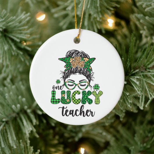 One Lucky Teacher - St. Patrick's Day Keramik Ornament (Baum)