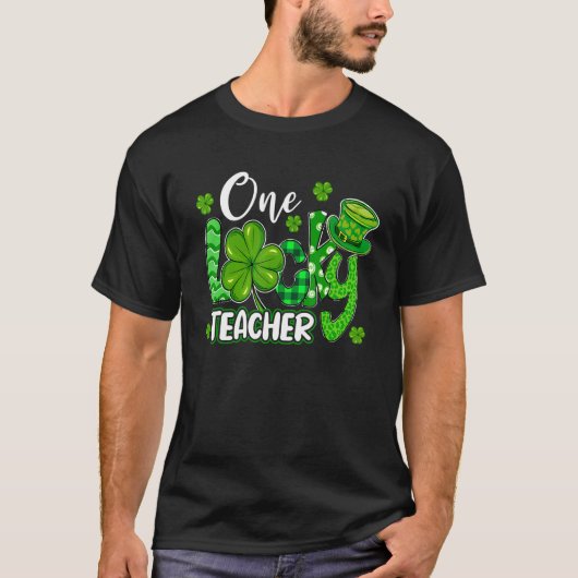 One Lucky Teacher St Patricks Day Kleeblatt Lehrer T-Shirt (Vorderseite)