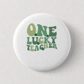 One Lucky Teacher St Patricks Day Retro Groovy Button (Vorderseite)