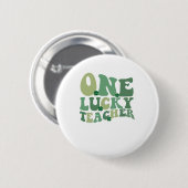 One Lucky Teacher St Patricks Day Retro Groovy Button (Vorne & Hinten)