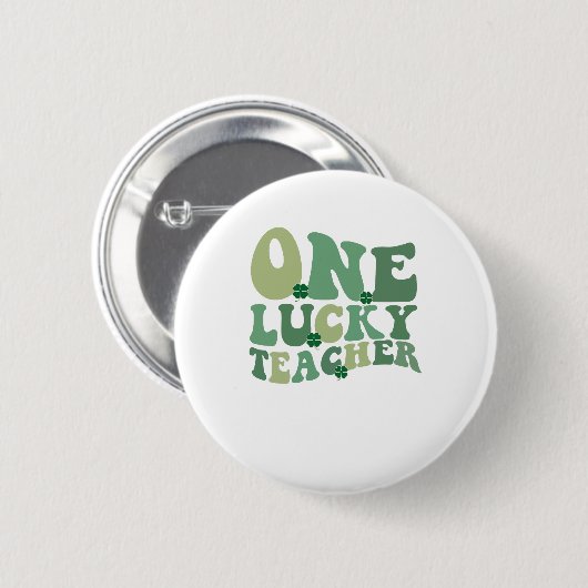 One Lucky Teacher St Patricks Day Retro Groovy Button (Vorne & Hinten)
