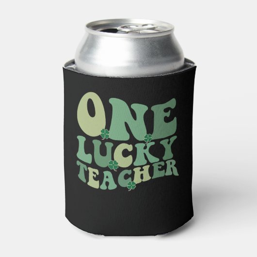 One Lucky Teacher St Patricks Day Retro Groovy Dosenkühler (Kanne Vorderseite)
