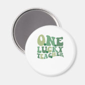 One Lucky Teacher St Patricks Day Retro Groovy Magnet (Vorderseite/Rückseite)