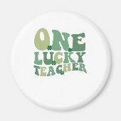 One Lucky Teacher St Patricks Day Retro Groovy Magnet (Vorne)
