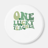 One Lucky Teacher St Patricks Day Retro Groovy