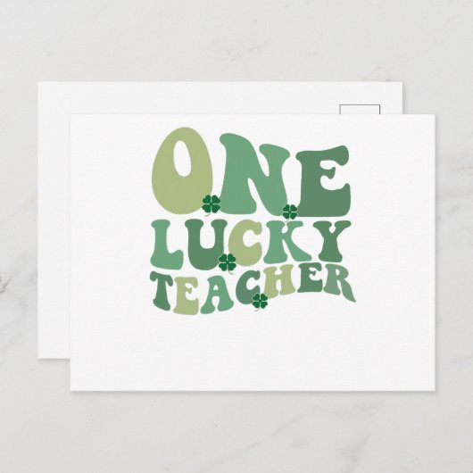 One Lucky Teacher St Patricks Day Retro Groovy Postkarte (Vorne/Hinten)