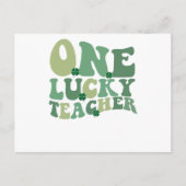 One Lucky Teacher St Patricks Day Retro Groovy Postkarte (Vorderseite)