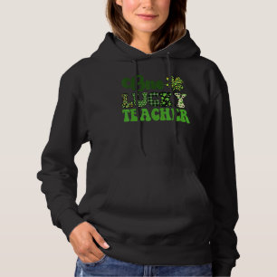 One Lucky Teacher Vintag Groovy St. Patrick's Day Hoodie