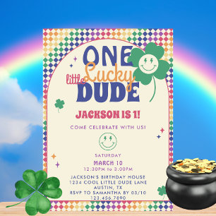 One Lucky Typ Smile Face St Patricks 1. Geburtstag Einladung