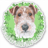 One Lucky Wire Fox Terrier Funny St Patrick Dog Aufkleber (Vorderseite)