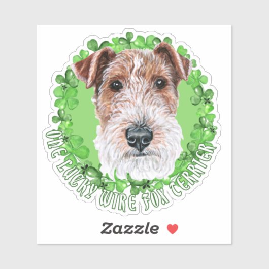 One Lucky Wire Fox Terrier Funny St Patrick Dog Aufkleber (Blatt)