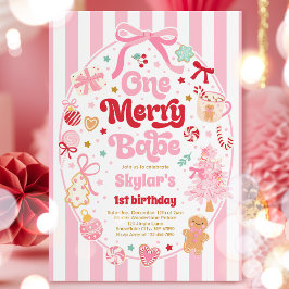 One Merry Babe Christmas Coquette Bow 1st Birthday Einladung
