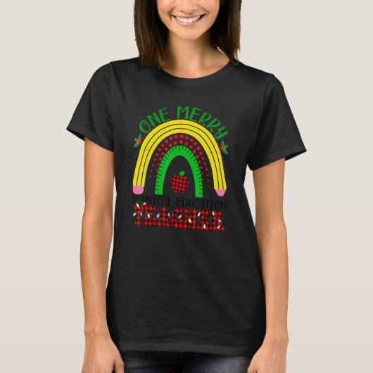 One Merry Physical Education Teacher Rainbow Leopa T-Shirt (Vorderseite)
