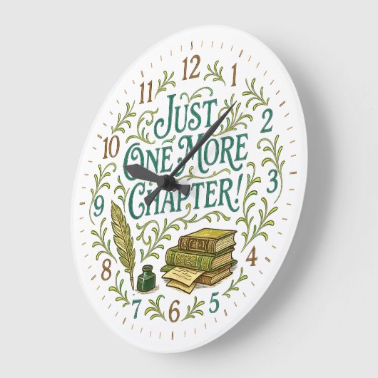 One More Chapter, green brown, for Readers Writers Große Wanduhr (Winkel)