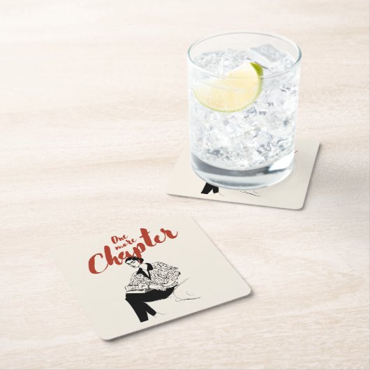 One More Chapter Red Script l Book Lovers & Reader Rechteckiger Pappuntersetzer (Vor Ort)