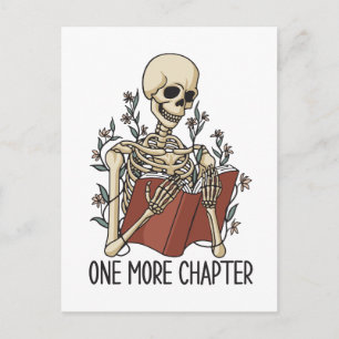 "One more Chapter" Skeleton Reading Book Postkarte