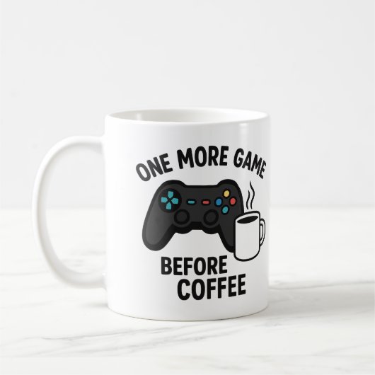 "One more Game Before Coffee" Gaming-Tasse Kaffeetasse (Links)