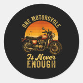 One Motorcycle Is Never Enough Retro Funny Biker Runder Aufkleber (Vorderseite)