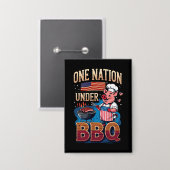 One Nation Under BBQ – Vintage Chef Grillmaster Button (Vorderseite/Rückseite)