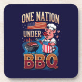 One Nation Under BBQ – Vintage Chef Grillmaster Getränkeuntersetzer (Vorderseite)