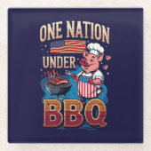 One Nation Under BBQ – Vintage Chef Grillmaster Glasuntersetzer (Vorderseite)