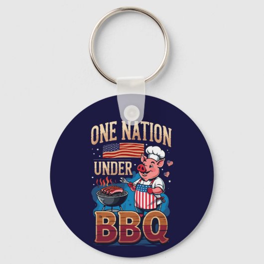 One Nation Under BBQ – Vintage Chef Grillmaster Schlüsselanhänger (Vorderseite)